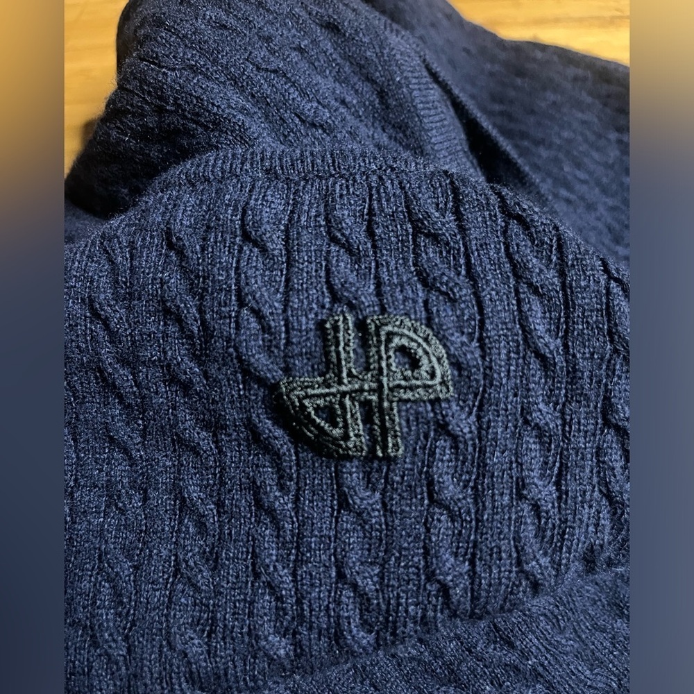 Euc Patou- Wrap Front Cable Knit Dress In Navy Blue. Size S — image 8 of 8